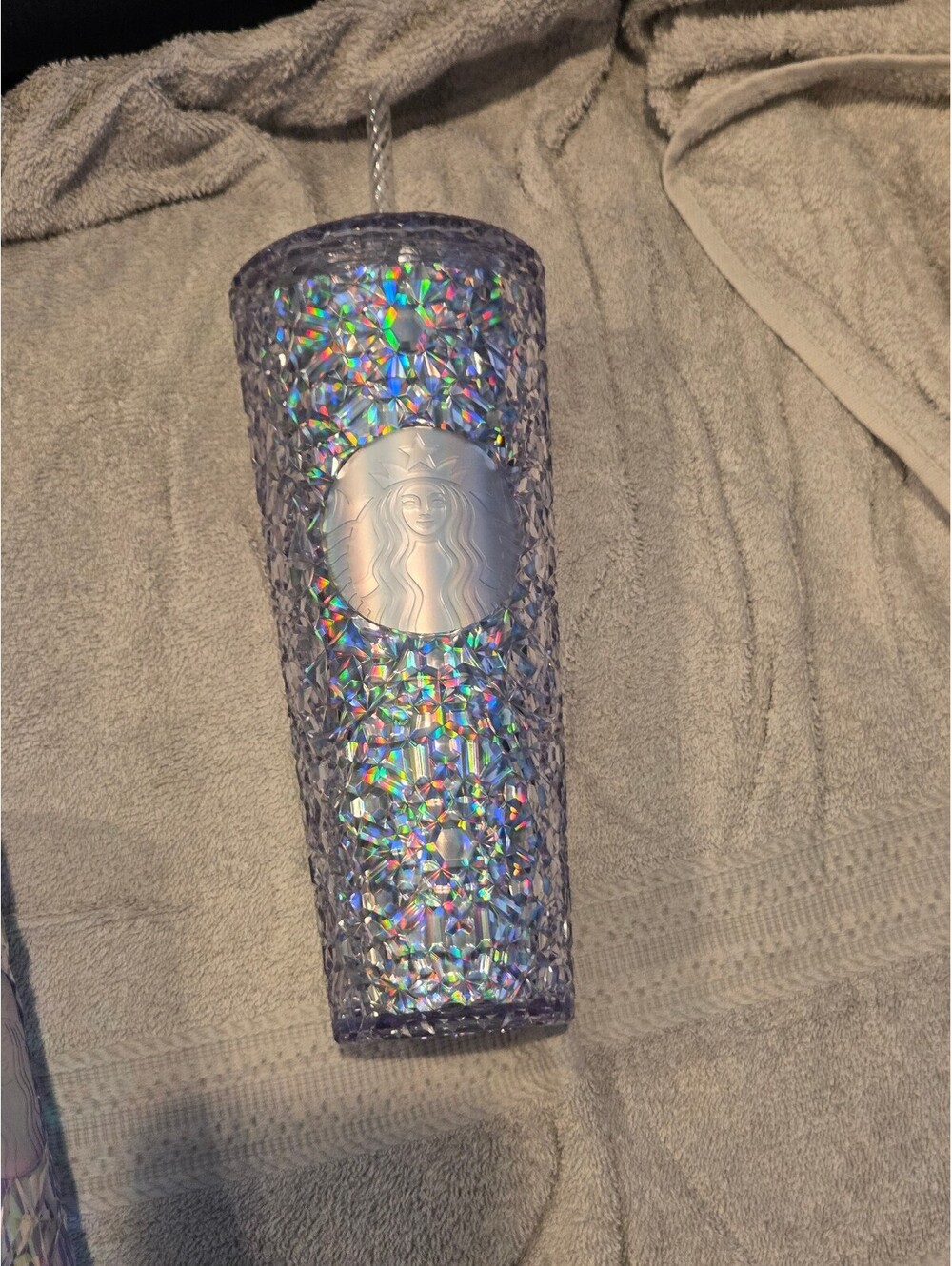 Starbucks Iridescent jeweled Textured Plastic Tumbler with Straw